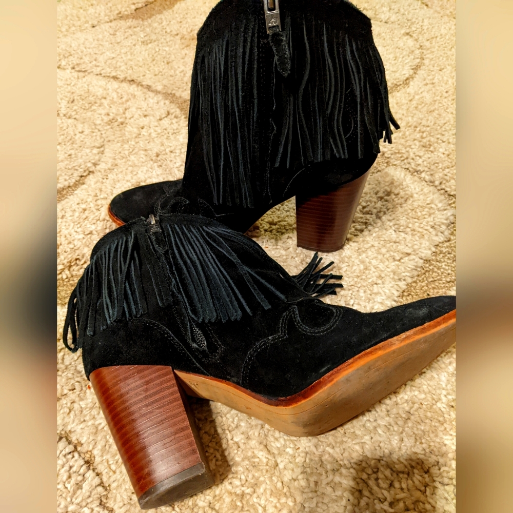 Sam Edelman 7.5 Leather Booties with Fringe